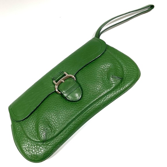 Cole Haan Handbags - Cole Haan Green Pebble Grain Leather Wristlet Clutch